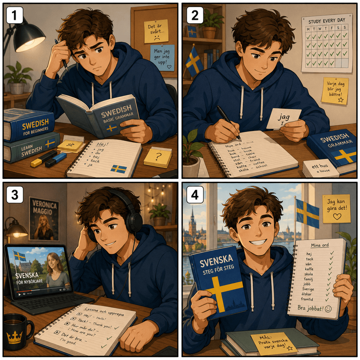 Övningsbild för Mina erfarenheter av svenska språket